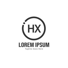 Initial HX logo template with modern frame. Minimalist HX letter logo vector illustration