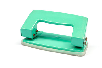 Paper hole puncher is an office equipment isolated on white background.