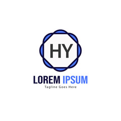 Initial HY logo template with modern frame. Minimalist HY letter logo vector illustration