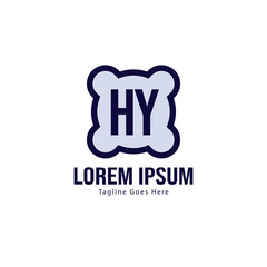 Initial HY logo template with modern frame. Minimalist HY letter logo vector illustration