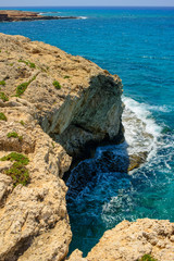  unreal blue and clear sea and rocks off the coast of Ayia Napa, Cyprus