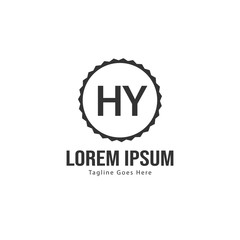Initial HY logo template with modern frame. Minimalist HY letter logo vector illustration