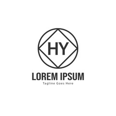 Initial HY logo template with modern frame. Minimalist HY letter logo vector illustration