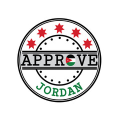 Vector Stamp for Approve logo with Jordan Flag in the shape of O and text Jordan.