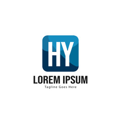 Initial HY logo template with modern frame. Minimalist HY letter logo vector illustration