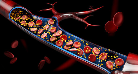 3d Illustration of calcium level in the blood vein