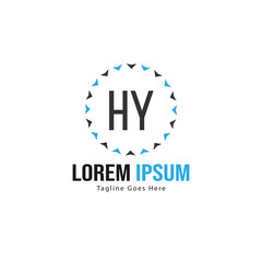 Initial HY logo template with modern frame. Minimalist HY letter logo vector illustration