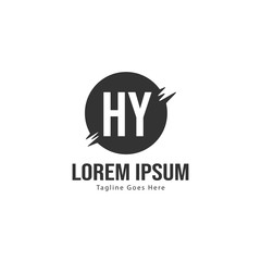 Initial HY logo template with modern frame. Minimalist HY letter logo vector illustration