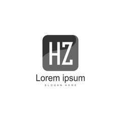 Initial HZ logo template with modern frame. Minimalist HZ letter logo vector illustration