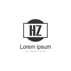 Initial HZ logo template with modern frame. Minimalist HZ letter logo vector illustration