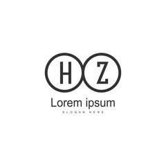 Initial HZ logo template with modern frame. Minimalist HZ letter logo vector illustration
