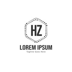 Initial HZ logo template with modern frame. Minimalist HZ letter logo vector illustration