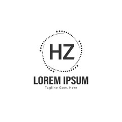 Initial HZ logo template with modern frame. Minimalist HZ letter logo vector illustration