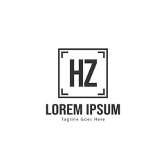 Initial HZ logo template with modern frame. Minimalist HZ letter logo vector illustration