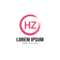 Initial HZ logo template with modern frame. Minimalist HZ letter logo vector illustration