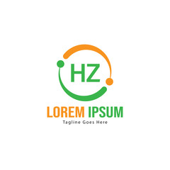 Initial HZ logo template with modern frame. Minimalist HZ letter logo vector illustration