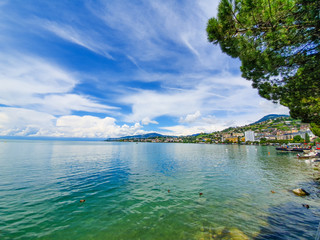 Vista, montreux, lago, genebra, suíça
