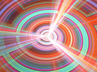 Fototapeta na wymiar Abstract Colorful Spiral Background Image, Illustration - Infinite repeating spiral, color vortex. Recursive symmetrical patterns of colorful warped shapes, burst of brilliant light