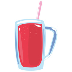 fresh juice with straw on white background