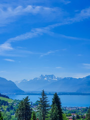 Vista do Lago de Genebra em Vevey Suiça