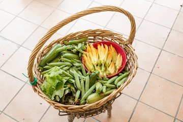 Basket with seasonal vegetables