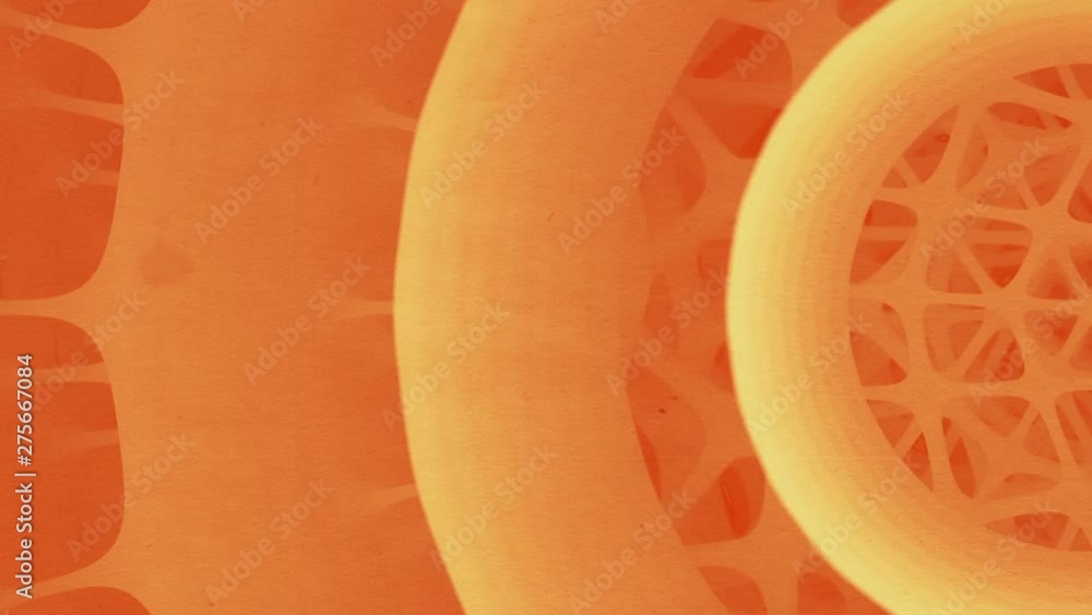 Leinwandbilder Futuristic composition of rotation rounded shapes. Computer generated abstract animation with orange colored forms. Modern covers design with geometric pattern. 3d rendering. HD resolution.