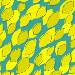 Lemon seamless pattern. Print with citrus fruits collection.