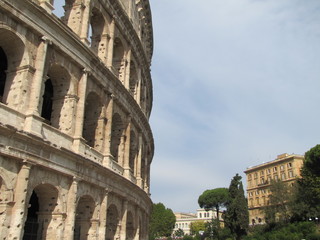 Fototapeta premium Side Wall of Coliseum in Rome, Italy