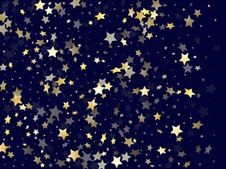 Gold falling star sparkle elements of glitter gradient vector background.