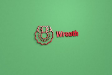 Text Wreath with red 3D illustration and green background