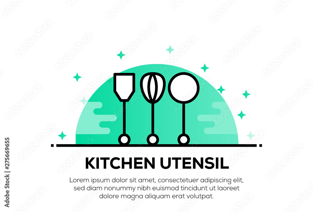 Wall mural kitchen utensil icon concept