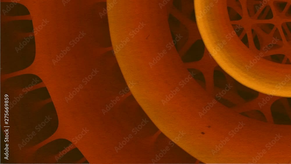 Fototapete Futuristic composition of rotation rounded shapes. Computer generated abstract animation with colored forms. Modern covers design with geometric pattern. 3d rendering. HD resolution.