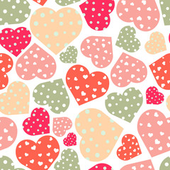 gentle seamless pattern with the image of cute hearts 