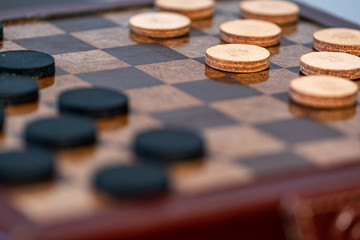 Obraz na płótnie Canvas entertaining board game called checkers for the whole family and friends 