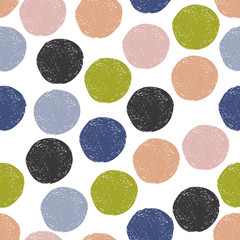 Colorful polka dot background. Sketch circle on white background. Abstract round seamless pattern. Vector illustration. 