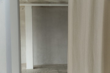 curtain fabric in grey room