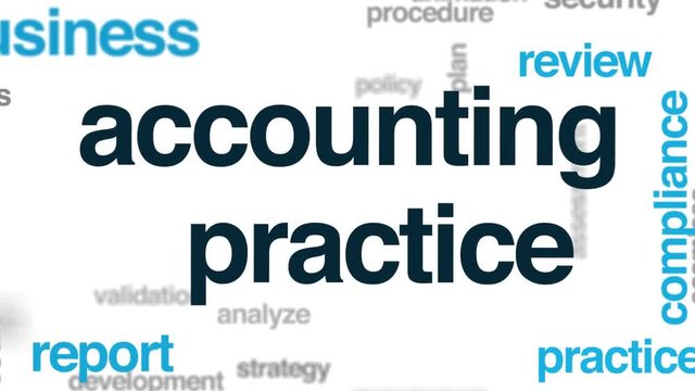 Accounting practice animated word cloud. Kinetic typography.