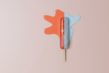 Poster with melted ice cream under the spotlights