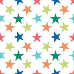Obraz premium Seamless pattern with stars on white background. Vector illustration.