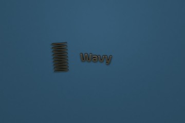 Illustration of Wavy with dark text on blue background
