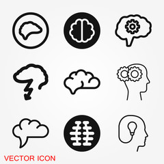 Brain vector icon. Simple illustration isolated on background