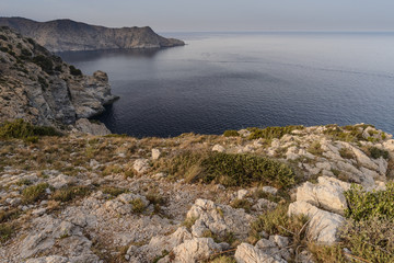 Fototapeta premium Cabo Norfeu , situado al sureste del cabo de Creus, en el litoral del Alto Ampurdán ,Costa Brava (provincia de Gerona, Cataluña),