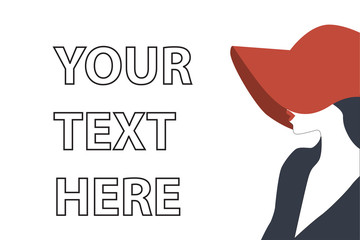 Vector flat illustration of a young woman in a red hat