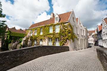 Street in the historic center of Bruges, Belgium