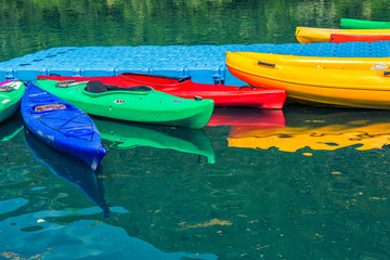 Kayak school in a lake in the Pyrenees of Spain