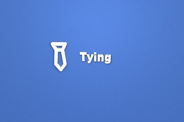 Text Tying with white 3D illustration and blue background