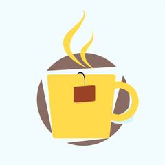hot cup tea in tea pouch vector icon 