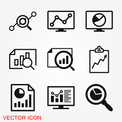 Analytics icon. Vector illustration style is flat iconic symbol