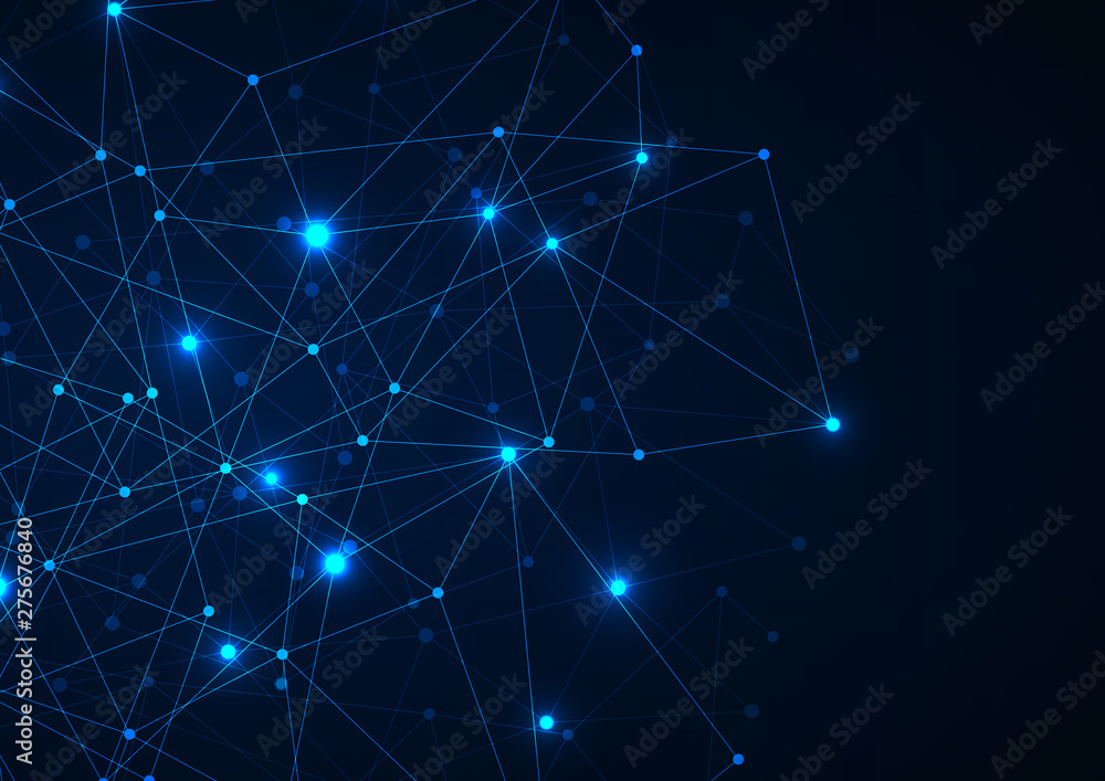 Poster abstract technology background with connecting dots and lines. data and technology concept. network 