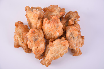 Pop chicken fried on a white background